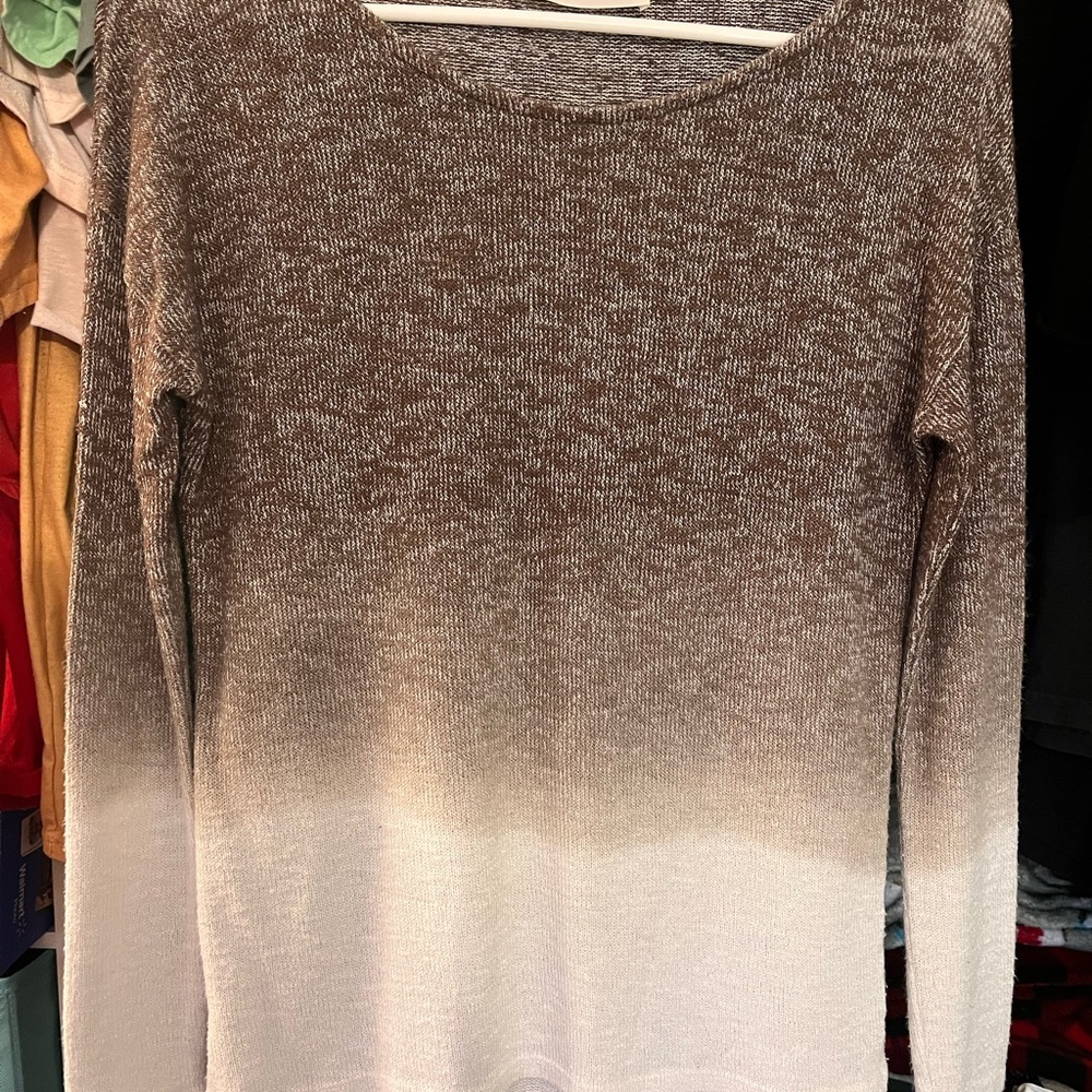 Brown Ombre to White Shirt